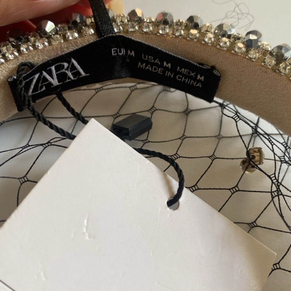 NWT Zara Rhinestones Mesh Veil Headband - Picture 10 of 10